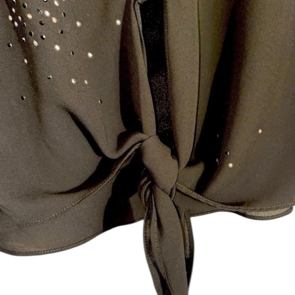 White House Black Market Black Rhinestone Sheer Blouse XS - Picture 5 of 10